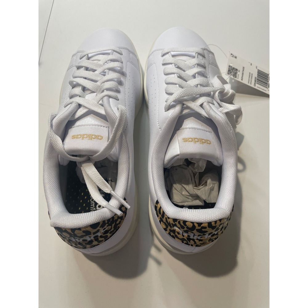 Adidas Advantage Women White Leopard Print Sneakers GW4850 US 8.5 NEW